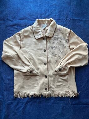 CA Sport Polyester Suede Fringe Base Leaf Jacket